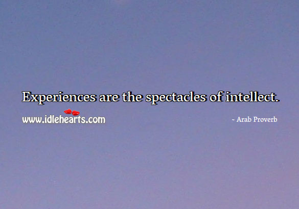 Experiences are the spectacles of intellect. Image