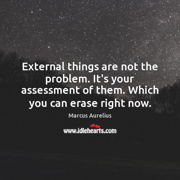 External things are not the problem. It’s your assessment of them. Which Marcus Aurelius Picture Quote