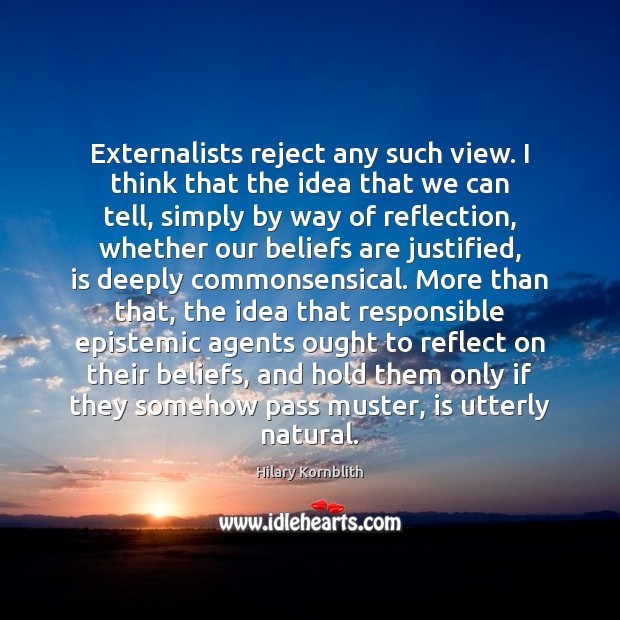 Externalists reject any such view. I think that the idea that we Hilary Kornblith Picture Quote