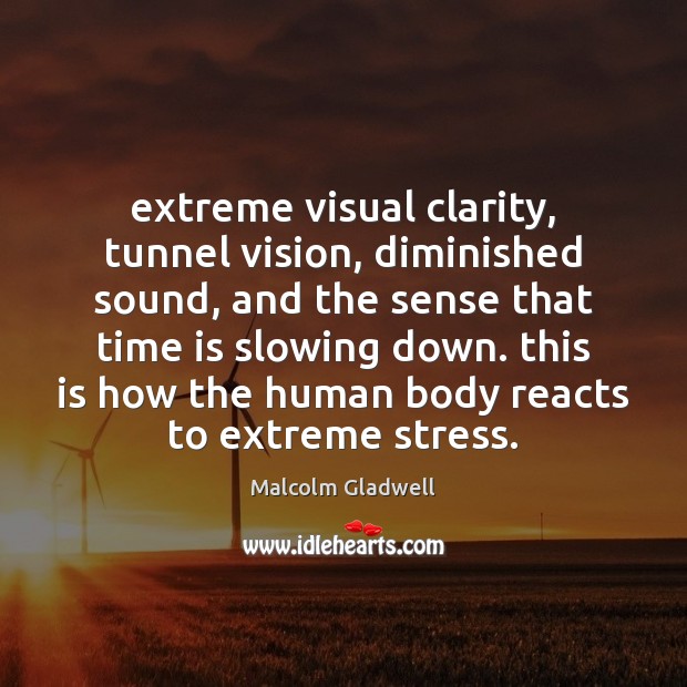 Extreme visual clarity, tunnel vision, diminished sound, and the sense that time Image