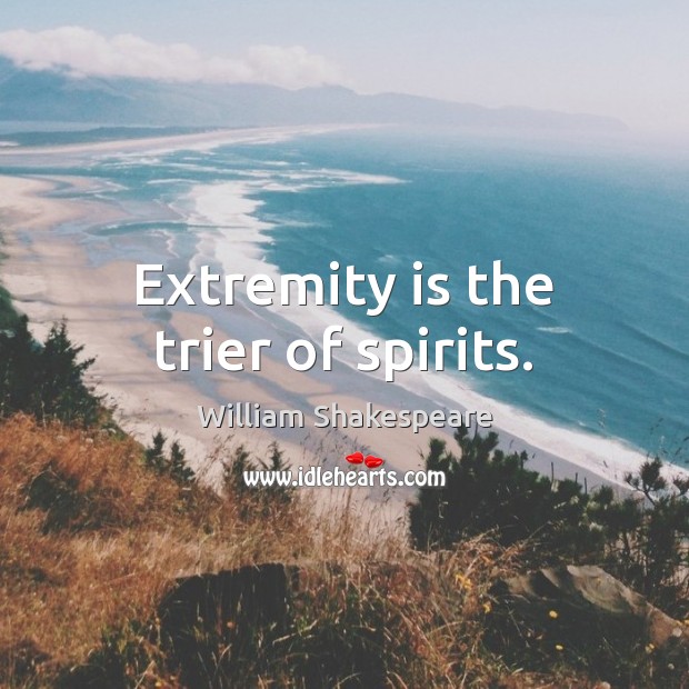 Extremity is the trier of spirits. William Shakespeare Picture Quote