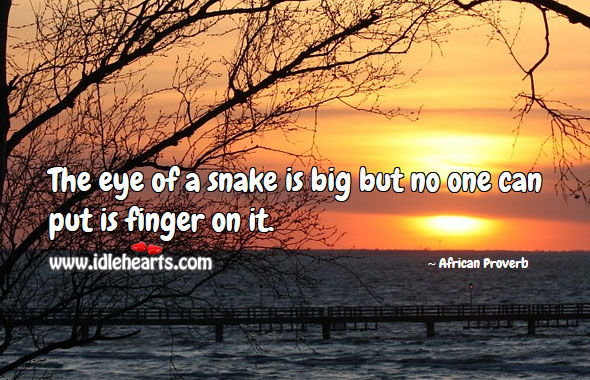 The eye of a snake is big but no one can put is finger on it. Image