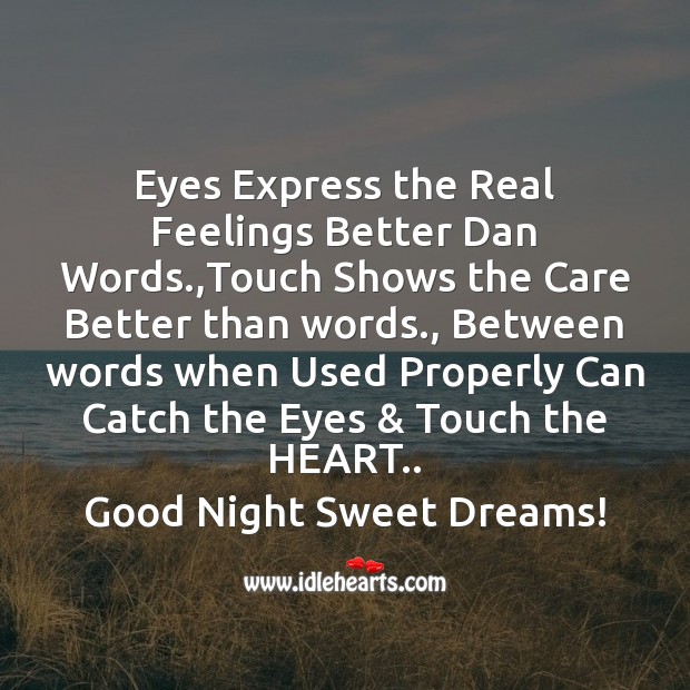 Eyes express the real feelings Good Night Quotes Image