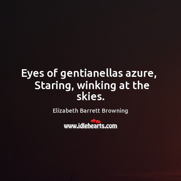 Eyes of gentianellas azure,   Staring, winking at the skies. Elizabeth Barrett Browning Picture Quote