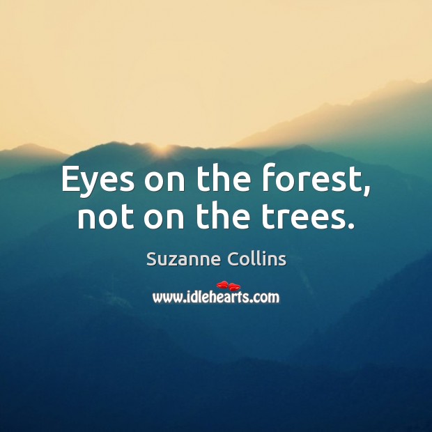 Eyes on the forest, not on the trees. Suzanne Collins Picture Quote