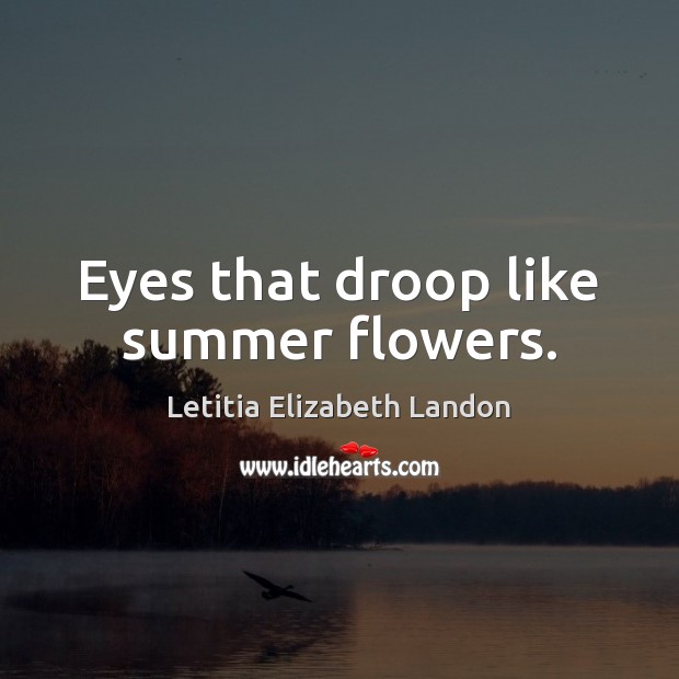 Eyes that droop like summer flowers. Letitia Elizabeth Landon Picture Quote