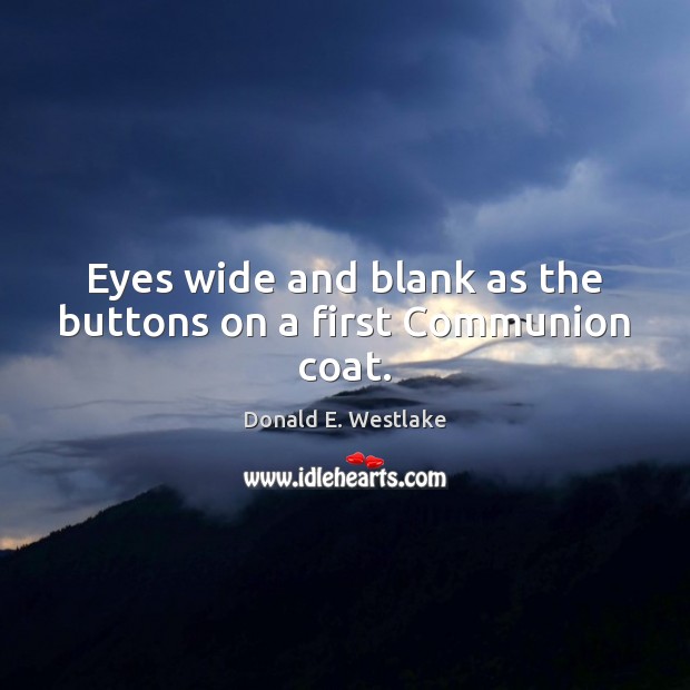 Eyes wide and blank as the buttons on a first Communion coat. Donald E. Westlake Picture Quote