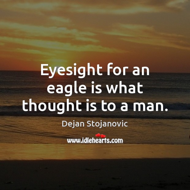 Eyesight for an eagle is what thought is to a man. Dejan Stojanovic Picture Quote