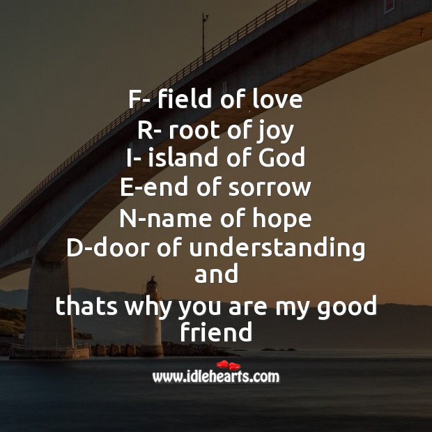 F- field of love r- root of joy Friendship Messages Image