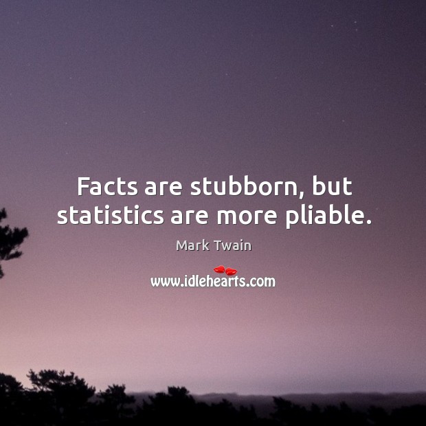 Facts are stubborn, but statistics are more pliable. Mark Twain Picture Quote