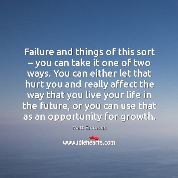 Failure and things of this sort – you can take it one of two ways. Matt Emmons Picture Quote