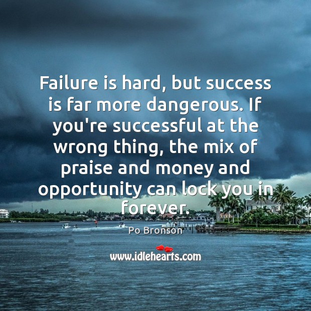 Failure is hard, but success is far more dangerous. If you’re successful Po Bronson Picture Quote