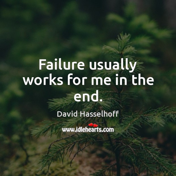 Failure usually works for me in the end. David Hasselhoff Picture Quote