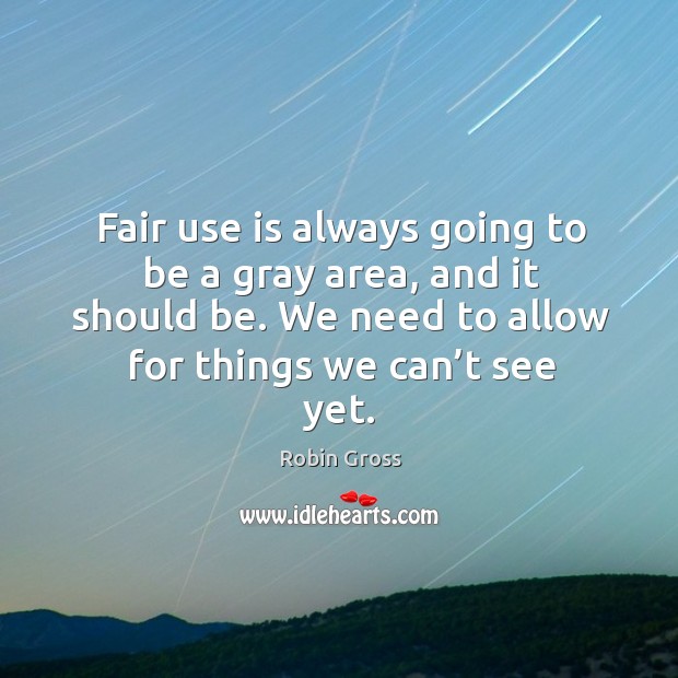 Fair use is always going to be a gray area, and it should be. Robin Gross Picture Quote