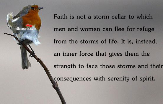 Faith is not a storm cellar to which men and women can Image