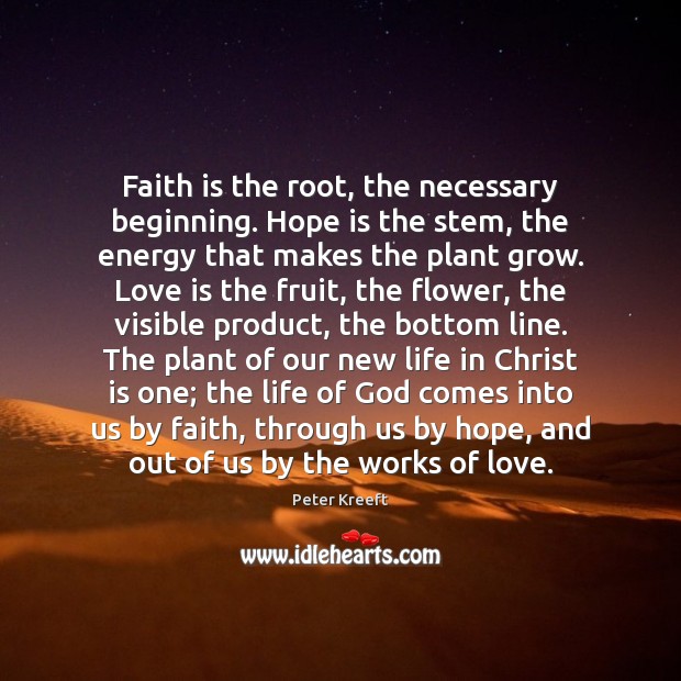 Faith is the root, the necessary beginning. Hope is the stem, the Hope Quotes Image