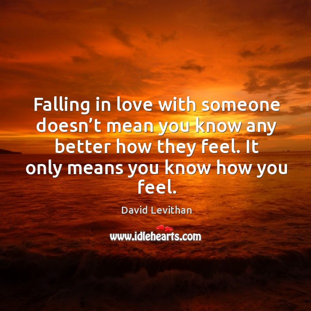 Falling in love with someone doesn’t mean you know any better David Levithan Picture Quote