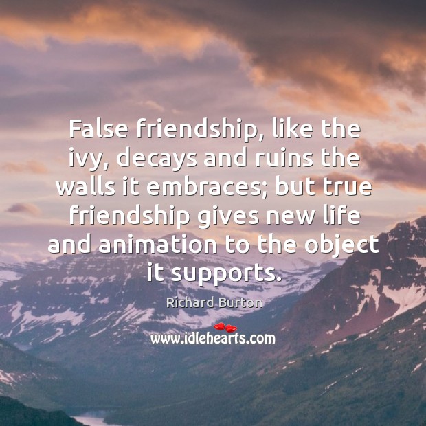 False friendship, like the ivy, decays and ruins the walls it embraces True Friends Quotes Image