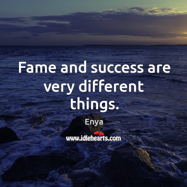 Fame and success are very different things. Enya Picture Quote