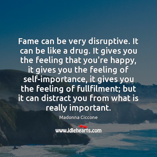 Fame can be very disruptive. It can be like a drug. It Image