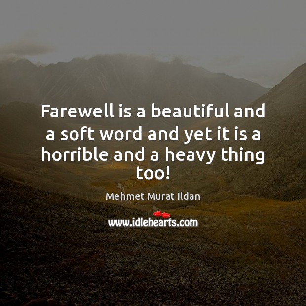 Farewell is a beautiful and a soft word and yet it is a horrible and a heavy thing too! Image