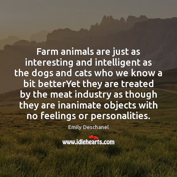 Farm animals are just as interesting and intelligent as the dogs and Emily Deschanel Picture Quote