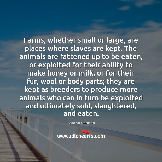 Farms, whether small or large, are places where slaves are kept. The Image