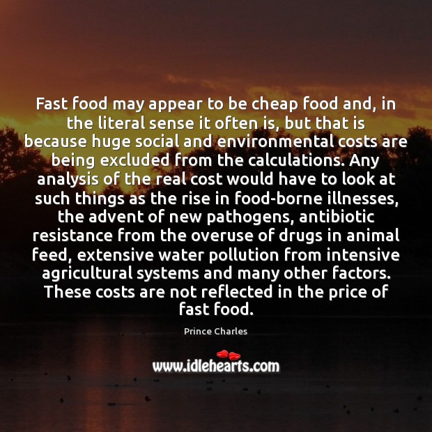 Fast food may appear to be cheap food and, in the literal Image