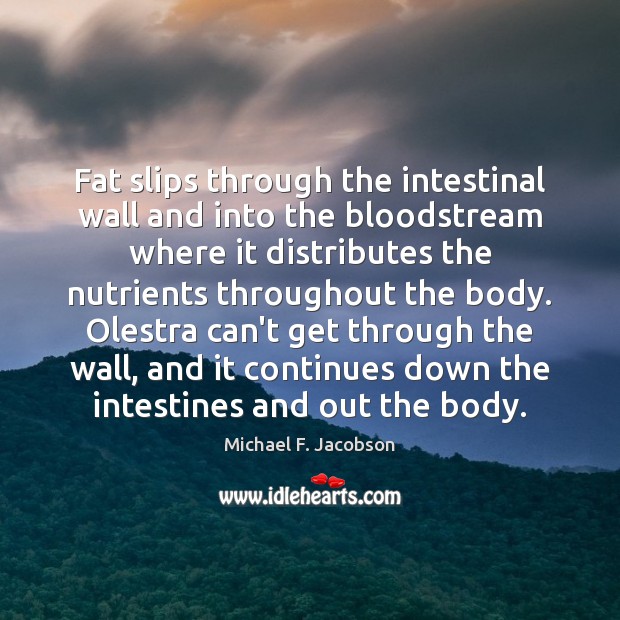 Fat slips through the intestinal wall and into the bloodstream where it 