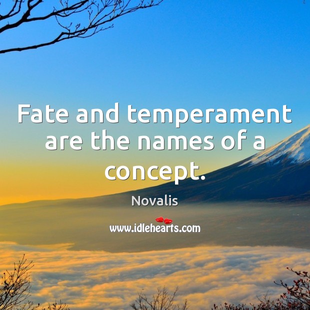 Fate and temperament are the names of a concept. Novalis Picture Quote