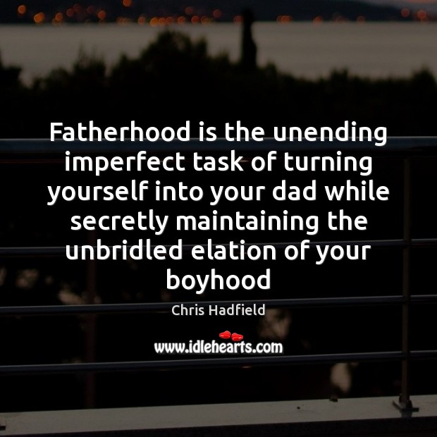 Fatherhood is the unending imperfect task of turning yourself into your dad Image