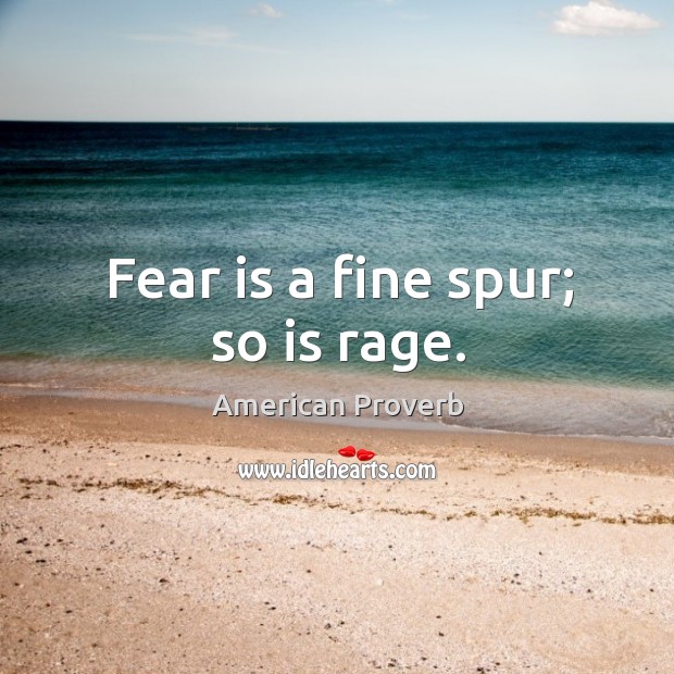 Fear is a fine spur; so is rage. American Proverbs Image