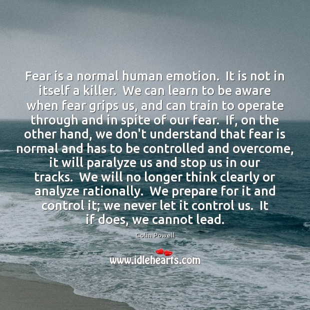 Fear is a normal human emotion.  It is not in itself a Image