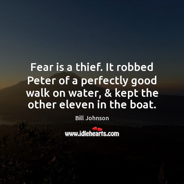 Fear is a thief. It robbed Peter of a perfectly good walk Bill Johnson Picture Quote