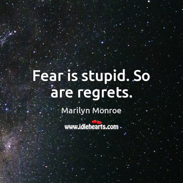 Fear is stupid. So are regrets. Fear Quotes Image