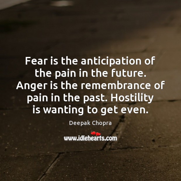 Fear is the anticipation of the pain in the future. Anger is Image