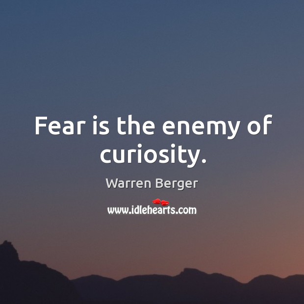 Fear is the enemy of curiosity. Warren Berger Picture Quote