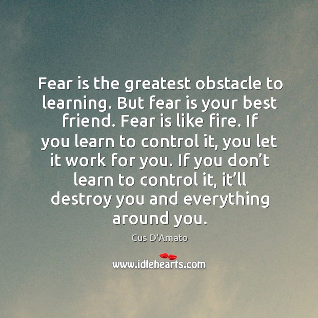 Fear is the greatest obstacle to learning. But fear is your best Image