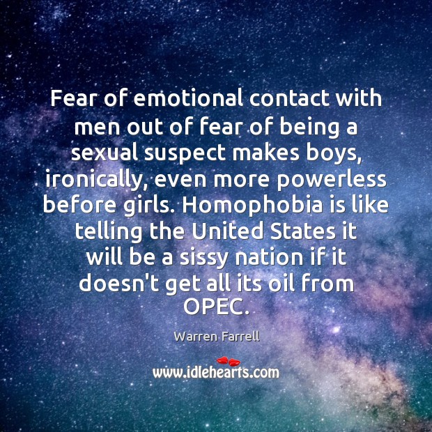 Fear of emotional contact with men out of fear of being a Image