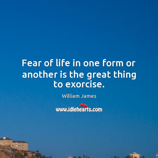 Fear of life in one form or another is the great thing to exorcise. William James Picture Quote