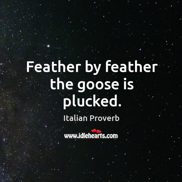 Feather by feather the goose is plucked. Image