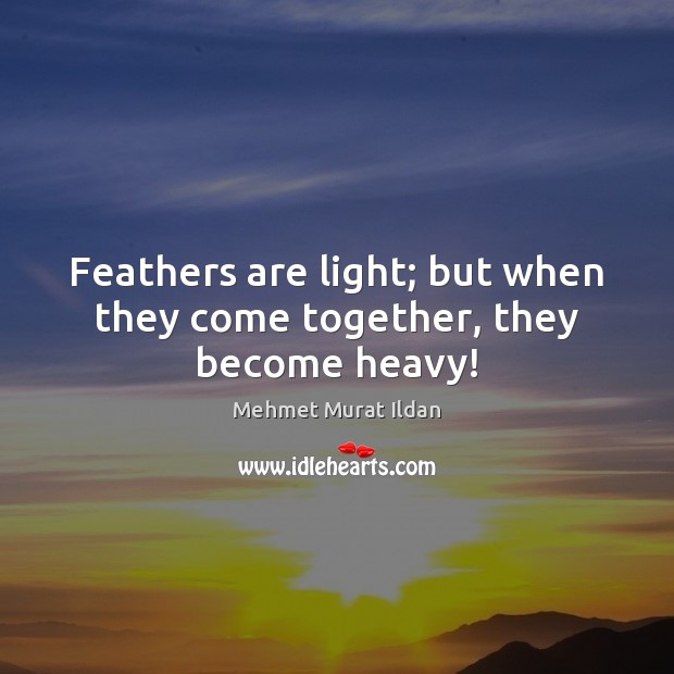 Feathers are light; but when they come together, they become heavy! Image