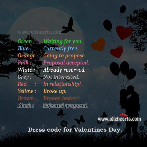 Valentines Day Dress Color Code Relationship Quotes Image