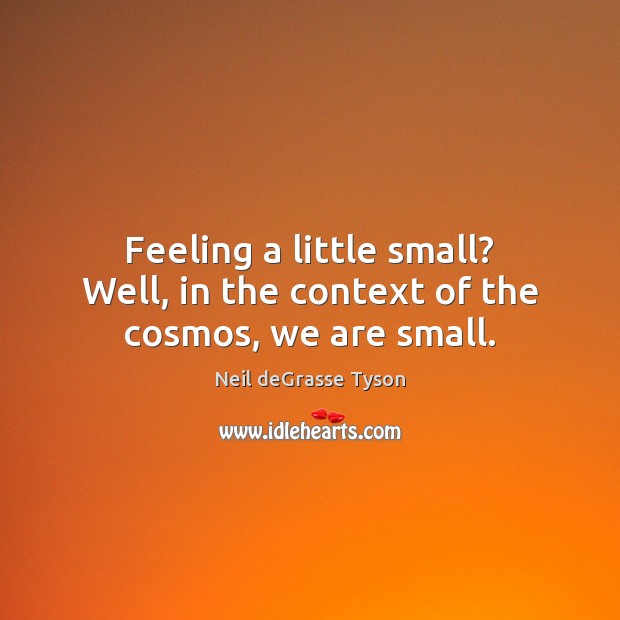 Feeling a little small? Well, in the context of the cosmos, we are small. Neil deGrasse Tyson Picture Quote