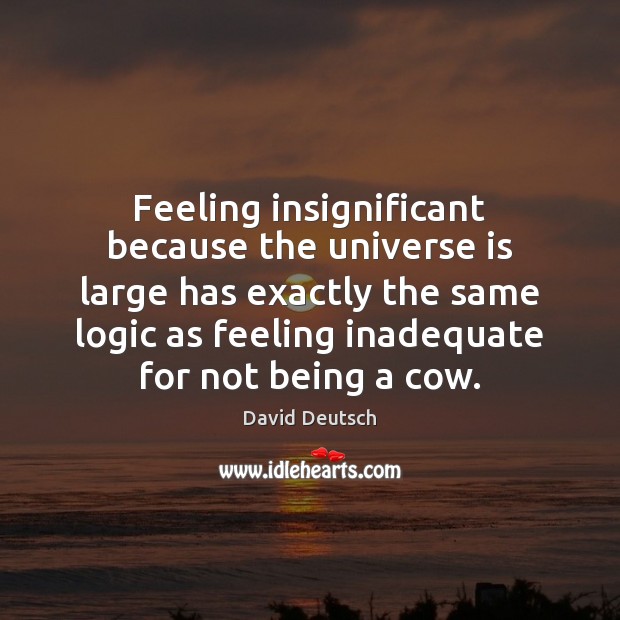 Feeling insignificant because the universe is large has exactly the same logic David Deutsch Picture Quote