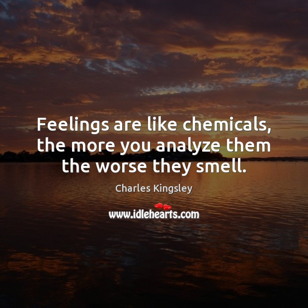 Feelings are like chemicals, the more you analyze them the worse they smell. Charles Kingsley Picture Quote