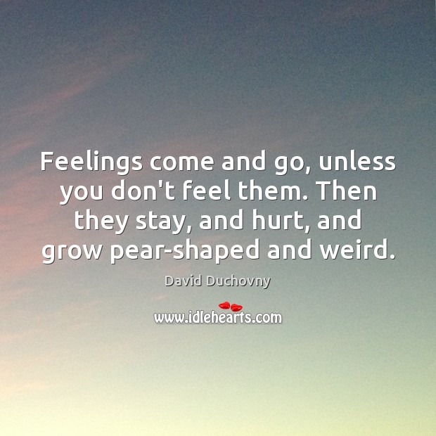 Feelings come and go, unless you don’t feel them. Then they stay, David Duchovny Picture Quote