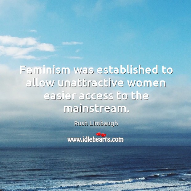 Feminism was established to allow unattractive women easier access to the mainstream. Image