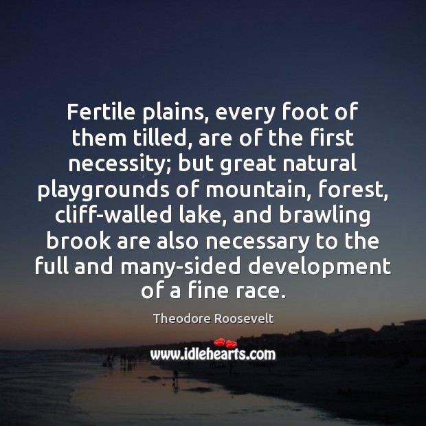 Fertile plains, every foot of them tilled, are of the first necessity; Theodore Roosevelt Picture Quote