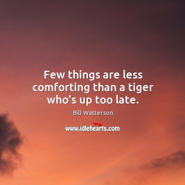 Few things are less comforting than a tiger who’s up too late. Bill Watterson Picture Quote